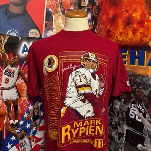 Vintage 90s Washington Redskins Mark Rypien Nutmeg NFL T-Shirt Football Sz Large